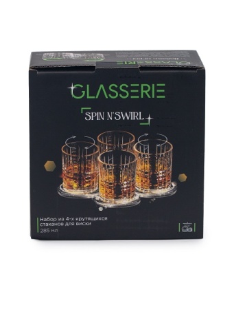 Набор стаканов для виски SPIN N'SWIRL 4шт крутящиеся GL013 Набор стаканов для виски SPIN N'SWIRL 4шт крутящиеся GL013
