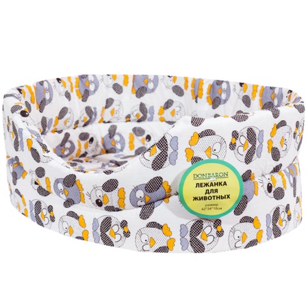 Лежанка овальная стеганая поролон хлопок с подушкой Горох МИКС 42*34*18см/DONBARON Лежанка овальная стеганая поролон хлопок с подушкой Горох МИКС 42*34*18см/DONBARON