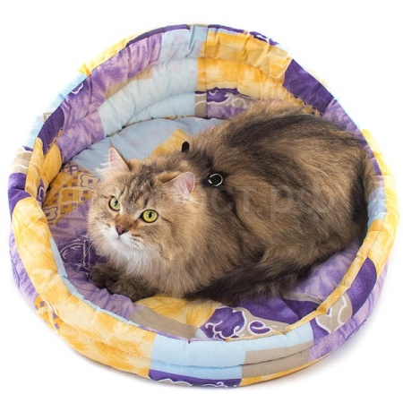 Лежанка круглая стеганая с подушкой хлопок разноцветная 50*50*18/9132 Лежанка круглая стеганая с подушкой хлопок разноцветная 50*50*18/9132