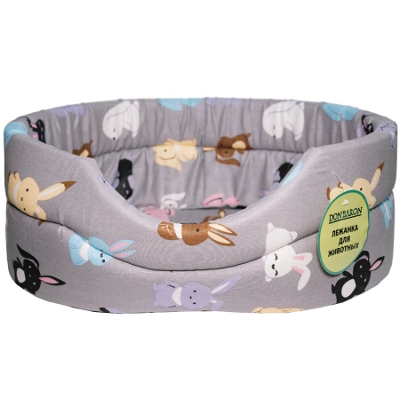 Лежанка овальная стеганая поролоновая хлопок ЗОО МИКС 42*34*18см/DONBARON Лежанка овальная стеганая поролоновая хлопок ЗОО МИКС 42*34*18см/DONBARON