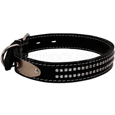 Ошейник кожа 20мм двойной со стразами 31-39см/00020120/Каскад Ошейник кожа 20мм двойной со стразами 31-39см/00020120/Каскад