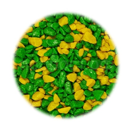 Грунт для аквариума Тритон блестящий 5кг смесь №7/зеленый+желтый