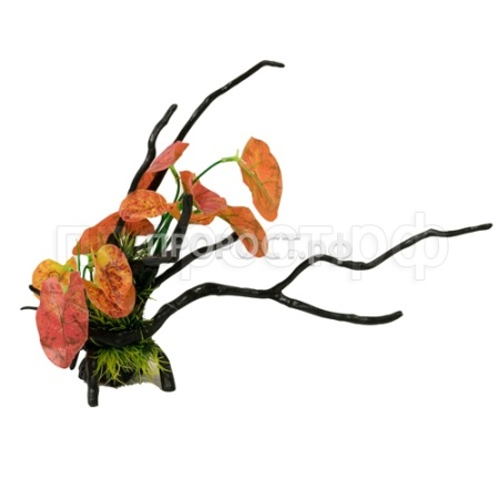 Грот Decor 205 Коряга с растением 40*12*33см  Грот Decor 205 Коряга с растением 40*12*33см