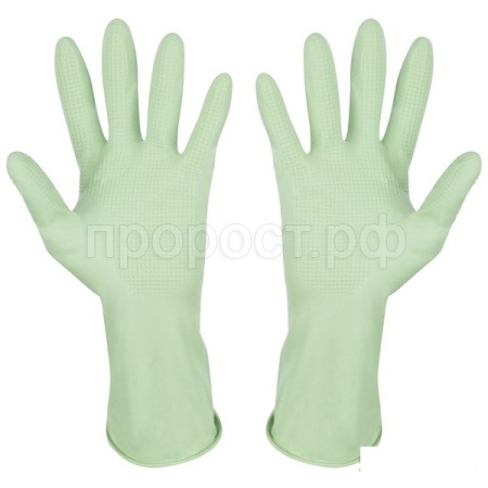 Перчатки латексные с хлопковым напылением зеленые М /101279/ Перчатки латексные с хлопковым напылением зеленые М /101279/