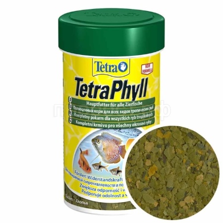 Корм для рыб Tetra Phyll  банка 250 мл хлопья для травоядных рыб Корм для рыб Tetra Phyll  банка 250 мл хлопья для травоядных рыб