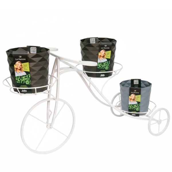 Подставка садовый декор ВЕЛОСИПЕД 3 горшка белый РЗДИ/1шт Подставка садовый декор ВЕЛОСИПЕД 3 горшка белый РЗДИ/1шт