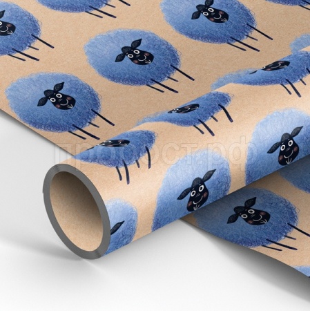 Упаковочная бумага 70*100см "Овечка" 70г/м2 крафт ассорти Упаковочная бумага 70*100см "Овечка" 70г/м2 крафт ассорти