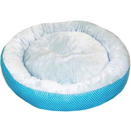Лежанка ватрушка плюш бирюза горох 56*17см/DONBARON Лежанка ватрушка плюш бирюза горох 56*17см/DONBARON