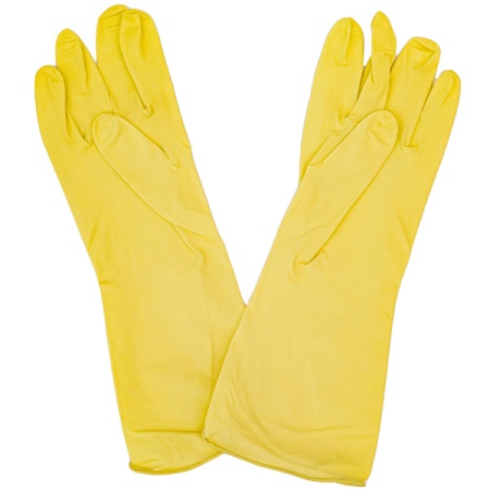 Перчатки хозяйственные латексные неопудренные M желтый 87568 /12шт/ Перчатки хозяйственные латексные неопудренные M желтый 87568 /12шт/