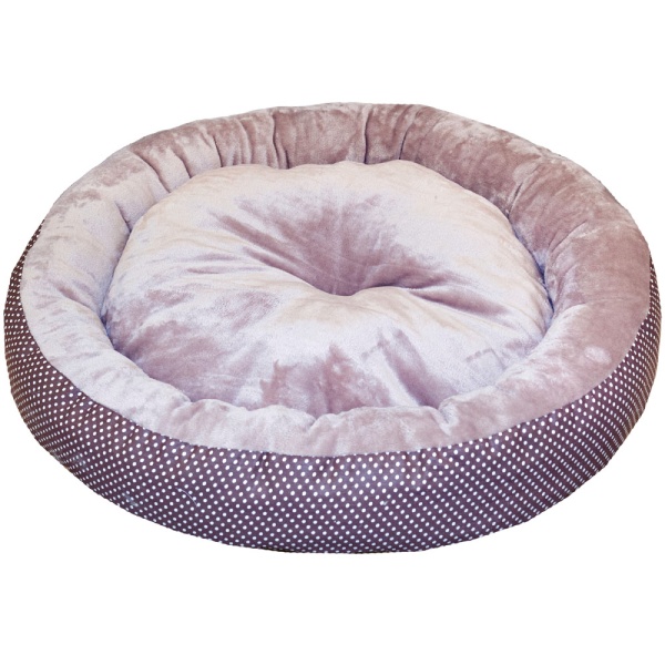 Лежанка ватрушка плюш коричневый горох 70*17см/DONBARON Лежанка ватрушка плюш коричневый горох 70*17см/DONBARON