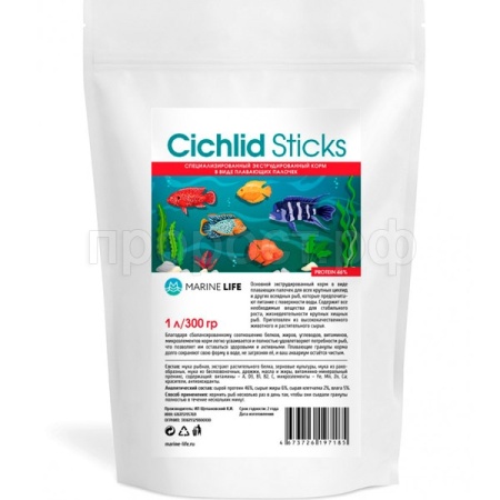 Корм для рыб Marine Life Cichlid Sticks 1л/300г/ Корм для рыб Marine Life Cichlid Sticks 1л/300г/