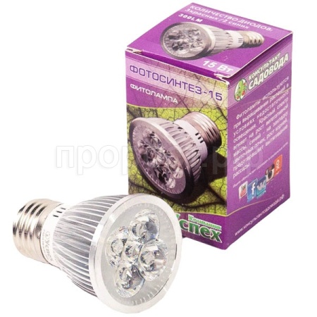 Фитолампа ФОТОСИНТЕЗ-15 для растений 5Вт Е27 Фитолампа ФОТОСИНТЕЗ-15 для растений 5Вт Е27