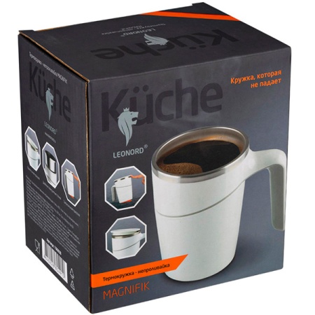 Термокружка-непроливайка 0,470л Magnifik с присоской нерж. сталь белый 106038 /12шт/Leonord  Термокружка-непроливайка 0,470л Magnifik с присоской нерж. сталь белый 106038 /12шт/Leonord