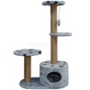Когтеточка домик с 2-умя полками и домиком круглая мех джут серый с игрушкой 112*66*38см/DONBARON Когтеточка домик с 2-умя полками и домиком круглая мех джут серый с игрушкой 112*66*38см/DONBARON