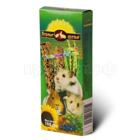 Лакомство для грызунов Палочки Орех и лесные ягоды Верные друзья 150гр Лакомство для грызунов Палочки Орех и лесные ягоды Верные друзья 150гр