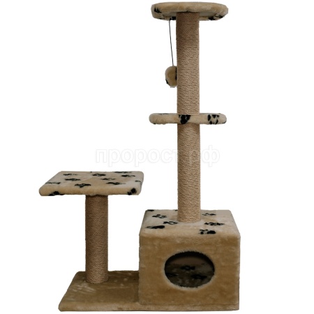 Когтеточка домик с 2-умя полками и домиком квадратная мех джут корич с игрушкой 114*66*38см/DONBARON Когтеточка домик с 2-умя полками и домиком квадратная мех джут корич с игрушкой 114*66*38см/DONBARON